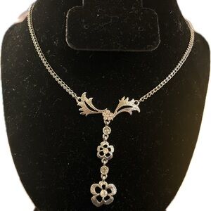 Vintage Givenchy Silver Tone & Crystal Adjustable Necklace